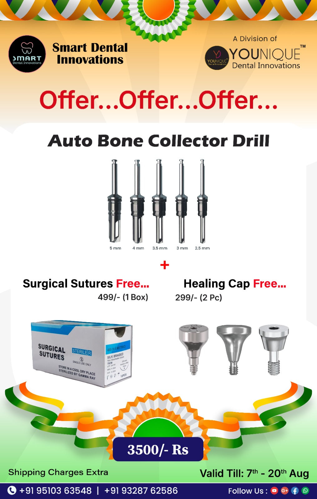 Auto Bone Collector Drill+Surgcial Sutures Free+Healing Cap Free