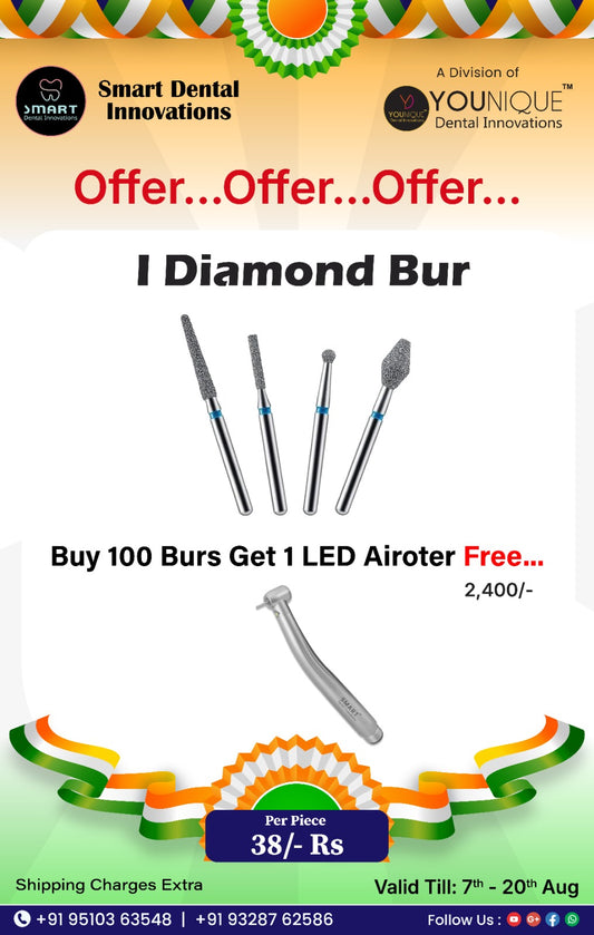 I DIAMOND BUR(BUY 100 BUR+GET LED AIROTER FREE )