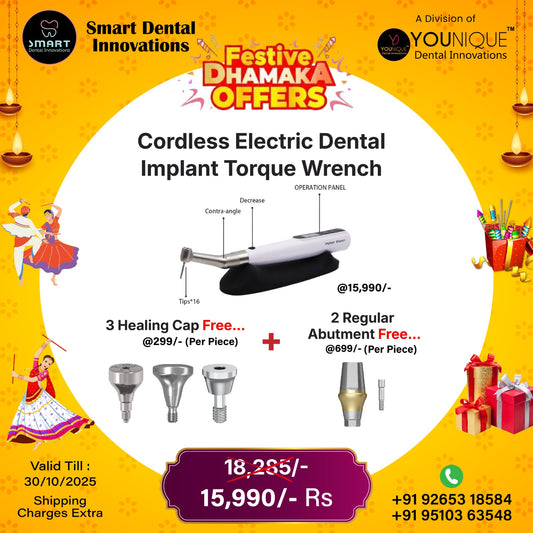 Cordless Electric Dental Implant Torque Wrench + Healing Cap + Regular Abutment