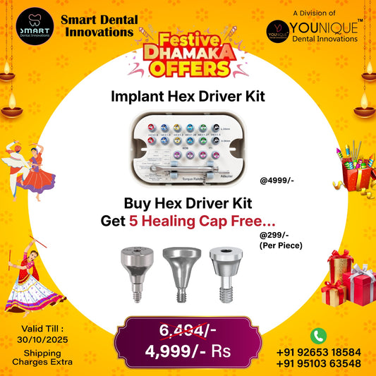 Implant Hex Driver Kit + 5 Healing Cap